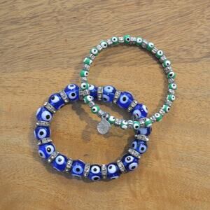 Good Luck Evil Eye Bracelets Green and Blue